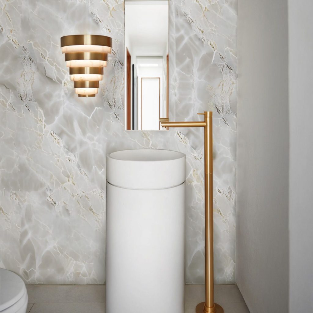 Art Deco Wall Light Gold and marble.