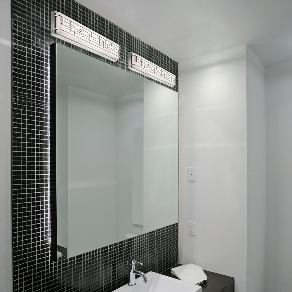 Over Mirror lights in a bathroom monochrome