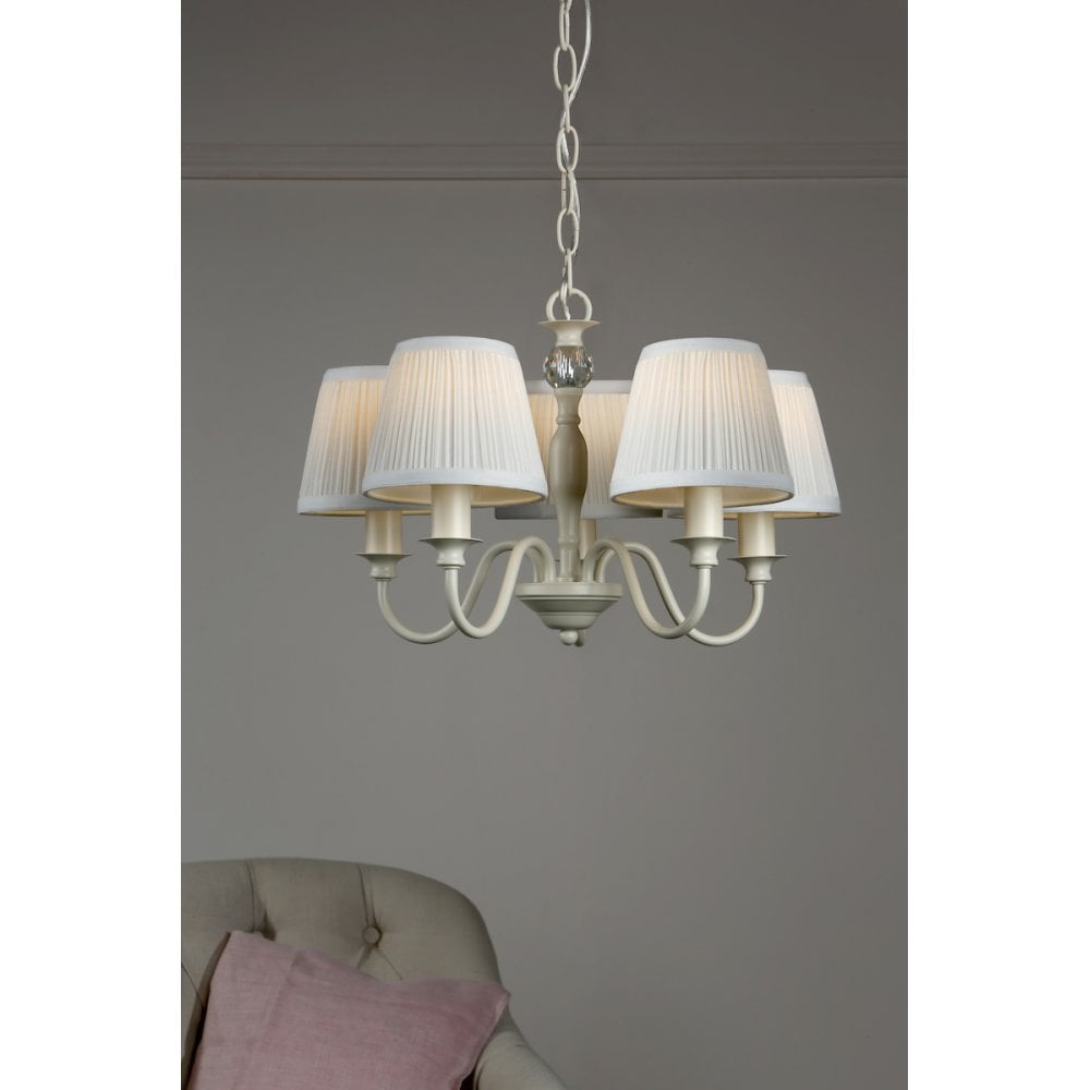a 6 arm chandelier hanging pendant on a chain