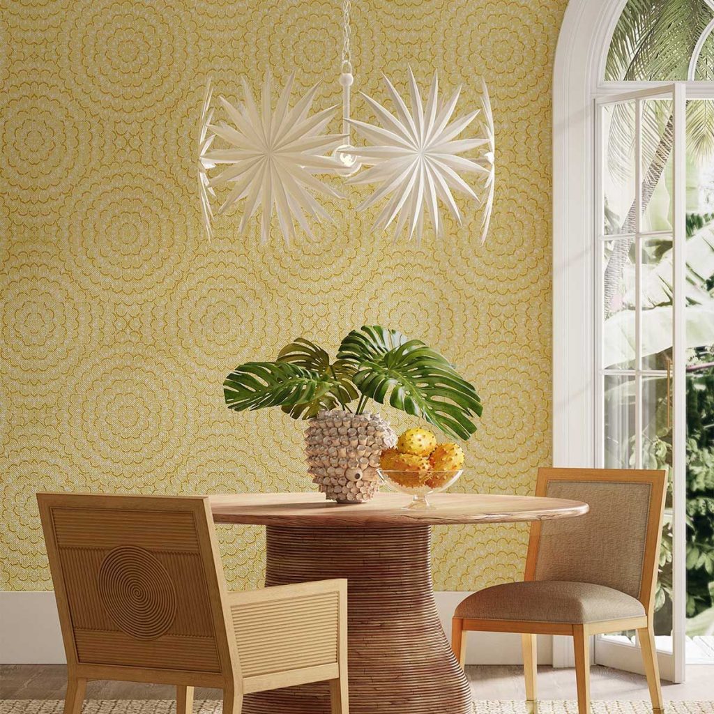 Floral or leaf motif lights in a sunny room bring in indoor outdoor feel.