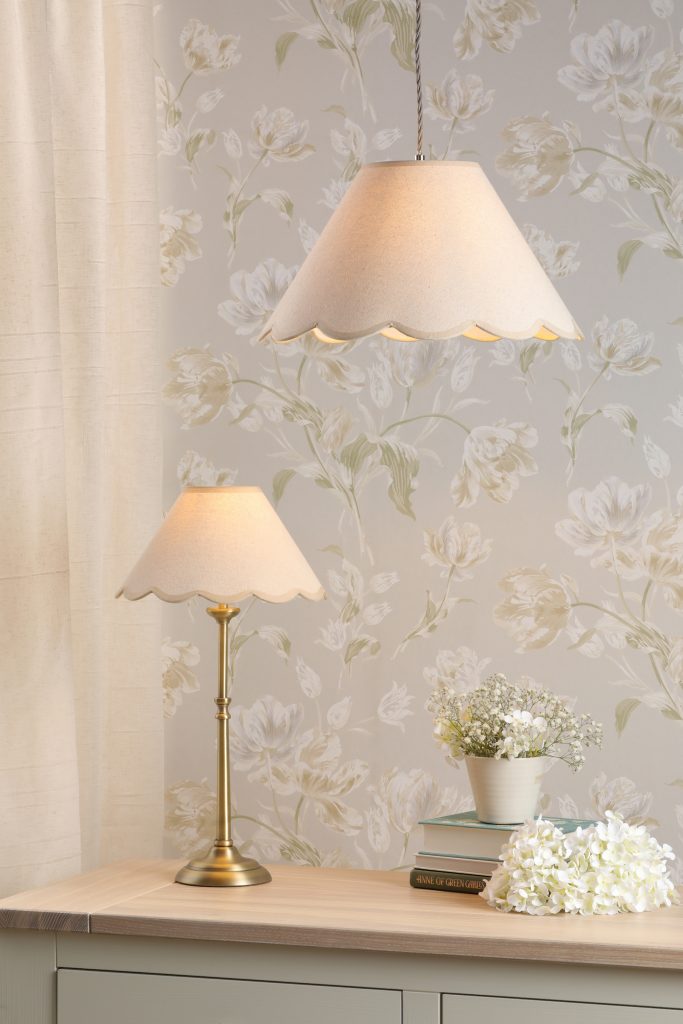 a matching laura ashley table lamp and easy fi ceiling shade in cream colour