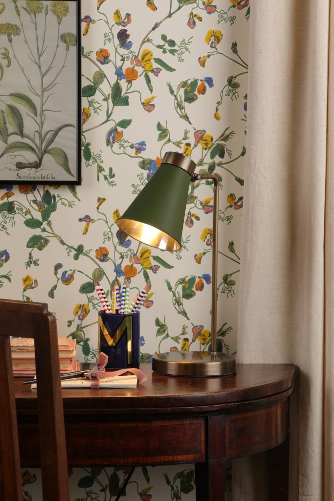 David Hunt Lighting Hyde table lamp in green and butter brass