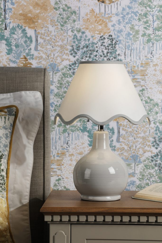 Laura Ashley grey ceramic bedside table lamp