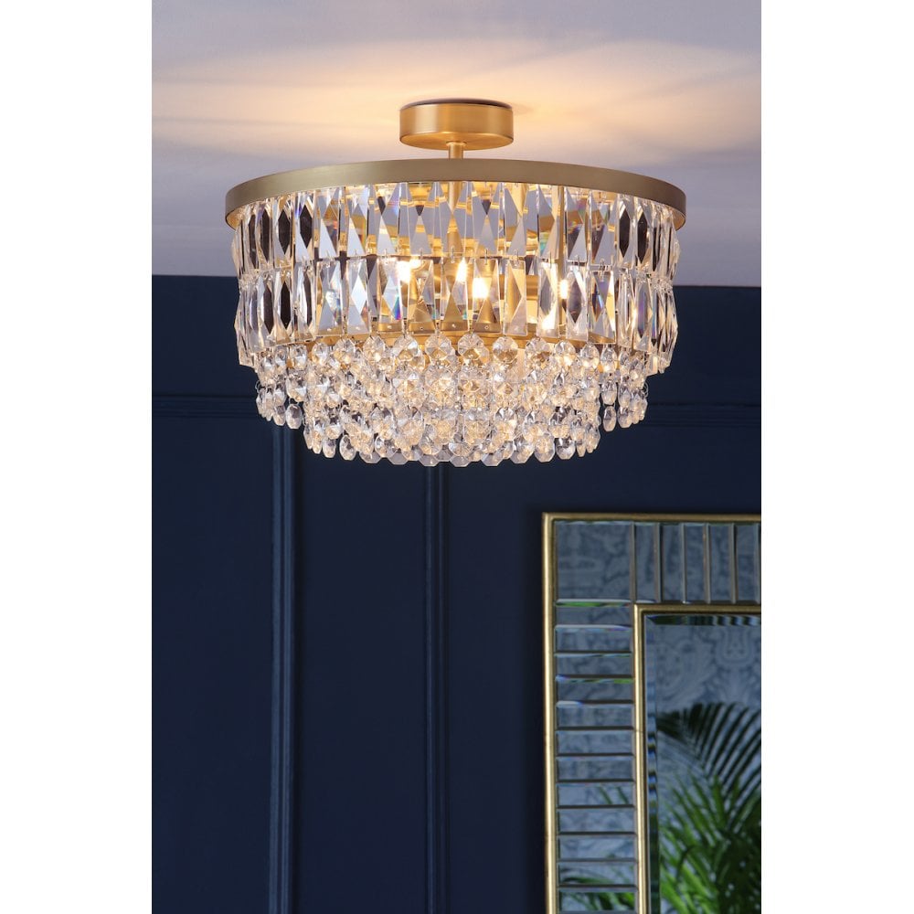 a semi flush crystal chandelier for low ceilings