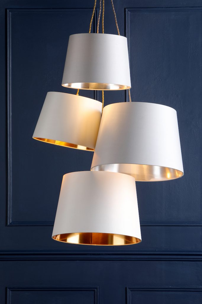 a group of neutral light shades with gold metallic lining