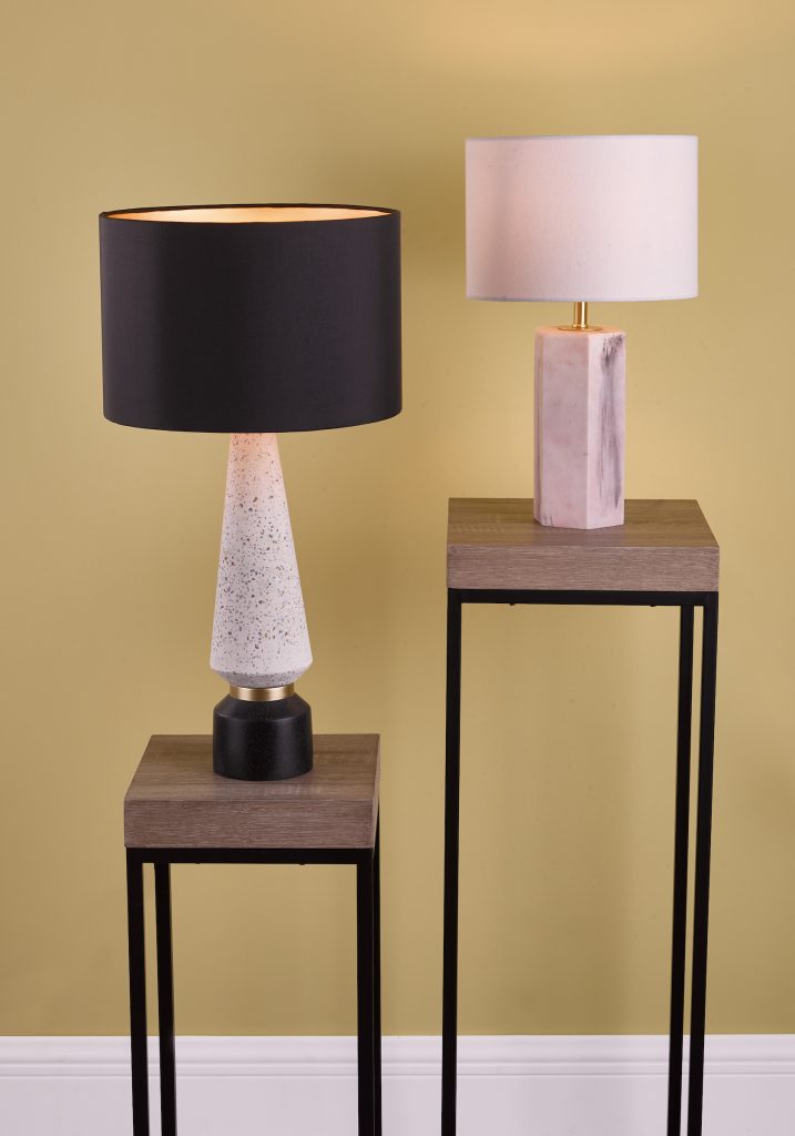 stone and marble table lamps on side tables