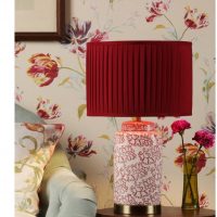 large ceramic lamp patterned base teamed with block red shade