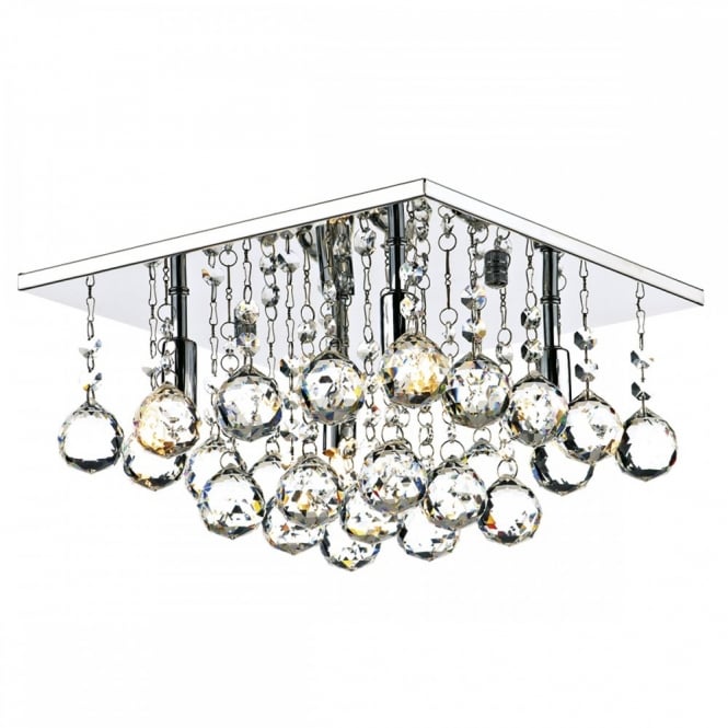 ABACUS 4 Light Flush Fitting Low Ceiling Light, Chrome