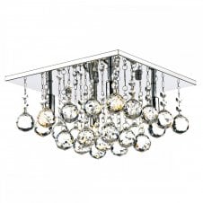 ABACUS 4 Light Flush Fitting Low Ceiling Light, Chrome