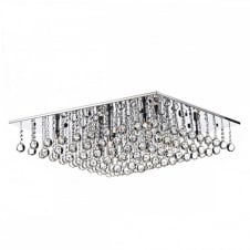 decorative square flush chrome & crystal ceiling light