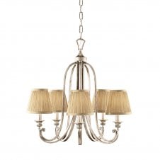 traditional 5 light sanded silver chandelier with shades