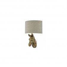 ABBY rustic gold zebra wall light with linen shade