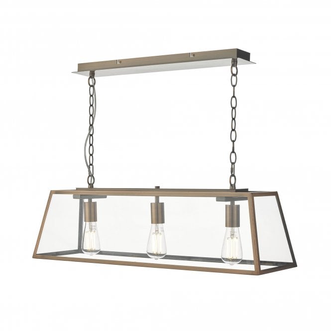 ACADEMY antique copper 3 light ceiling pendant bar