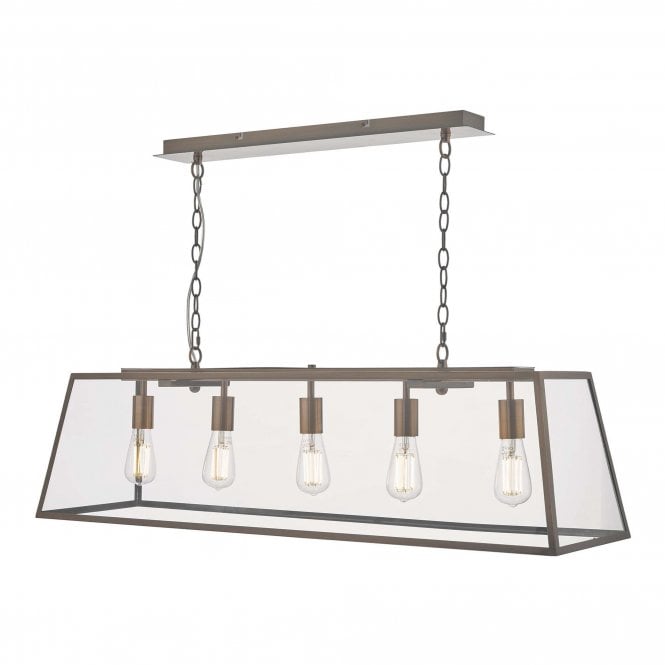 ACADEMY antique copper 5 light ceiling pendant bar