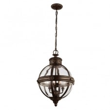 decorative Victorian inspired glass globe ceiling pendant with bronze frame