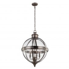 decorative Victorian inspired glass globe ceiling pendant with antique nickel frame