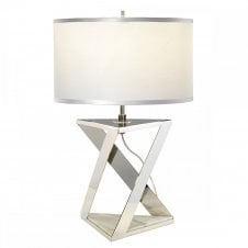 AEGEUS polished nickel and white marble table lamp with shade