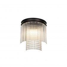 AESTHETIX 2 Light Wall Light Chandelier with Crystal and Glass in Light Brown Oxide