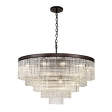 AESTHETIX 27 Light Large Ceiling Pendant in Brown Oxide with Crystal
