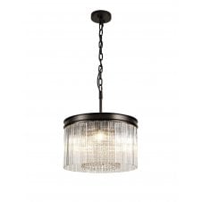 4 Light Ceiling Pendant Brown Art Glass Panels