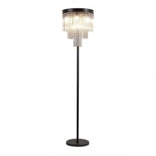 AESTHETIX Chandelier Styled Floor Lamp Brown Oxide with Texture Crystal Glass
