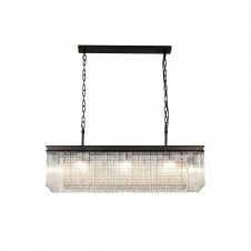 AESTHETIX Linear Over Table Ceiling Pendant Brown Oxide and Crystal Glass