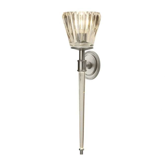 AGATHA 2 light torchiere style bathroom wall light in brushed nickel