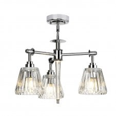AGATHA 3 light polished chrome and cut glass bathroom pendant