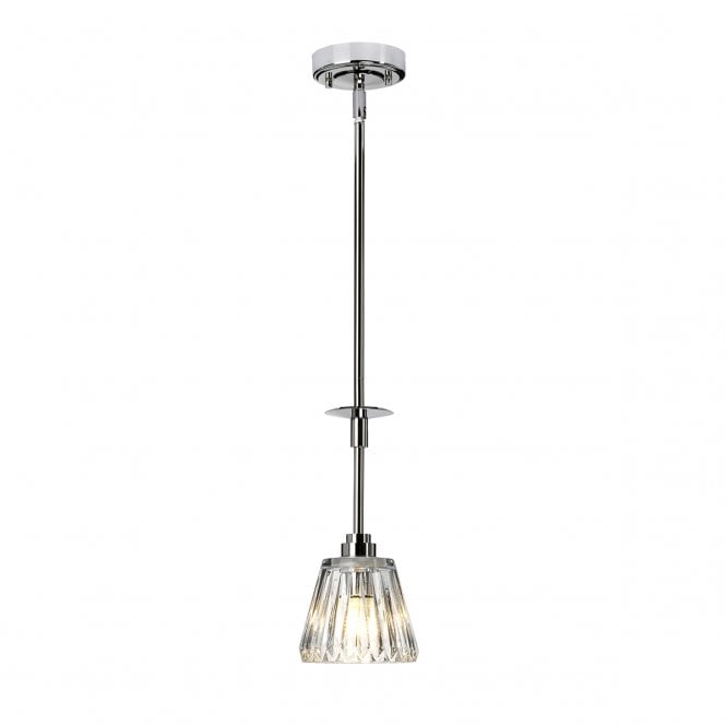 AGATHA polished chrome LED bathroom pendant with cut glass shade