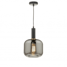 Matt Black And Copper Suspension With AIDEN Easy Fit Ceiling Shade Ceiling Pendant Smoked Glass