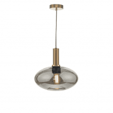 Bronze Suspension With AIDEN Easy Fit Oval Ceiling Shade In Smoked Glass
