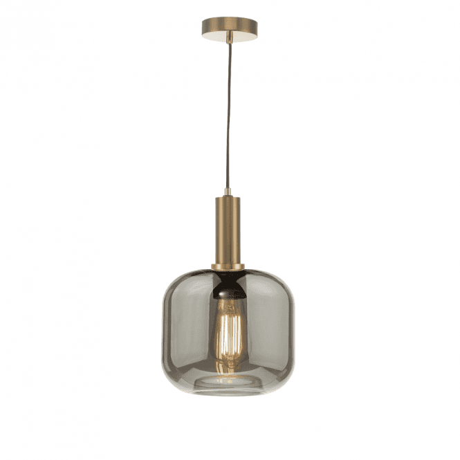 Aiden Ceiling Pendant in Satin Bronze with Smoked Glass Shade