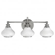 AINSLEY 3lt bathroom wall light in chrome with opal glasses