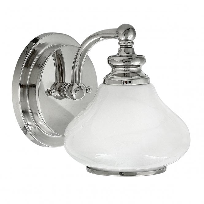 AINSLEY single bathroom wall light in chrome with opal glass