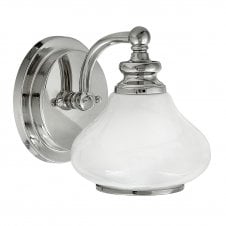 AINSLEY single bathroom wall light in chrome with opal glass