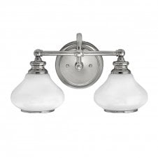 AINSLEY twin bathroom wall light in chrome with opal glasses