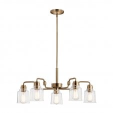 AIVIAN 5 Glass Light Chandelier In Steel