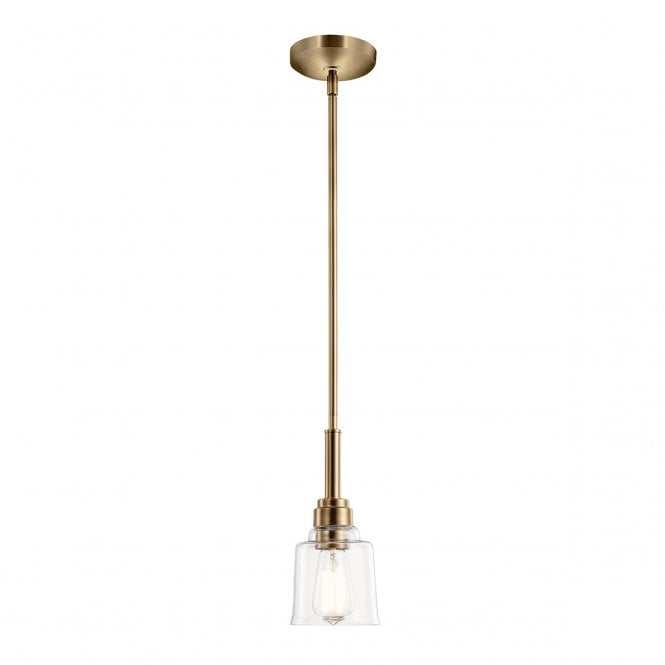AIVIAN Slimline Ceiling Pendant in Weathered Brass with Clear Glass Shade