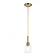 AIVIAN Slimline Ceiling Pendant in Weathered Brass with Clear Glass Shade