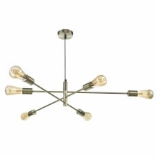 industrial 6 light antique brass ceiling pendant