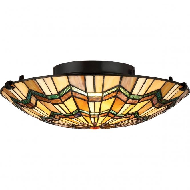 ALCOTT 2 light flush Tiffany style ceiling light