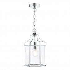 polished chrome pendant with bevelled glass panels