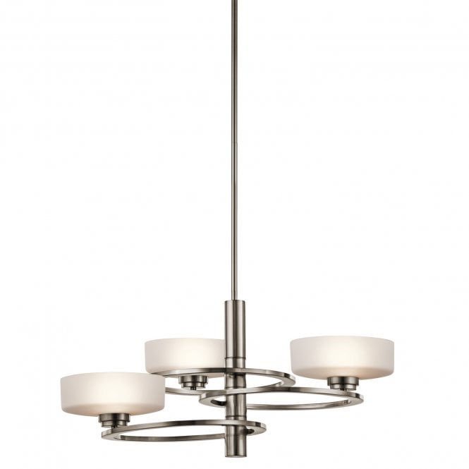 ALEEKA contemporary geometric ring design 3lt chandelier in pewter finish with opal glass shades