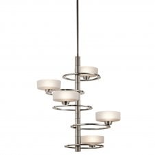 modern geometric design ceiling pendant light in pewter finish with opal glass shades