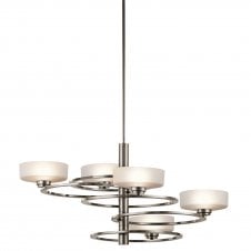 modern geometric ring design ceiling light in pewter finish with opal glass shades
