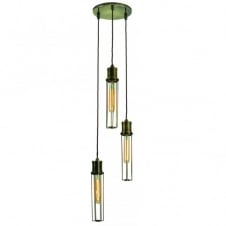 vintage style antique brass 3 light ceiling pendant cluster