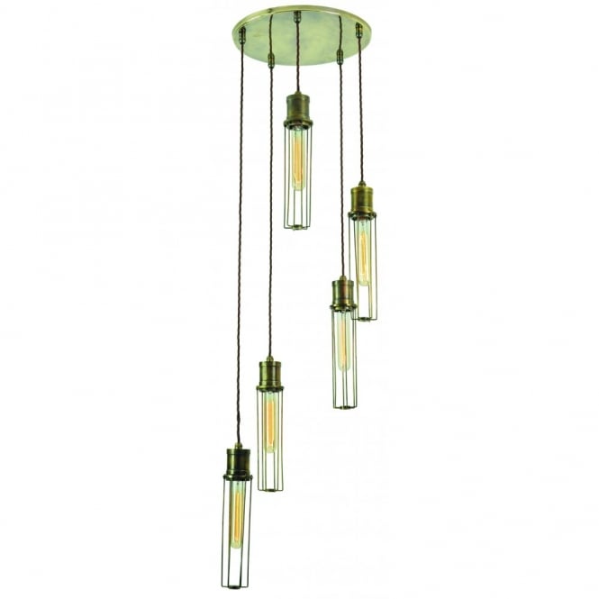Alexander 5 Light Cluster Antique Brass C/W LB1 Bulbs