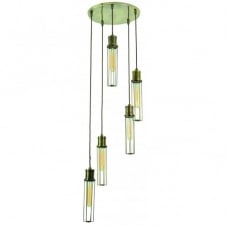 vintage style antique brass 5 light ceiling pendant cluster