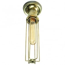 vintage style tubular ceiling light in antique brass with bulb