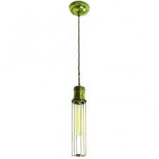vintage industrial style single ceiling pendant in antique brass with bulb